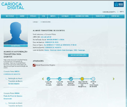 Operacionalização via ambiente virtual no portal <a href=